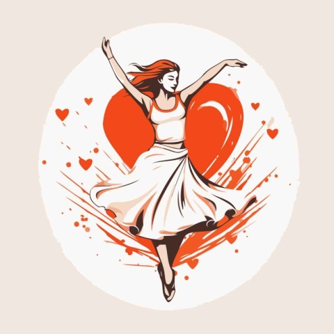 Ballerina. Vector illustration of a ballerina in a white dress d