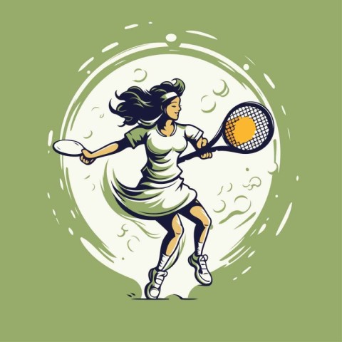 Tennis player. Vector illustration of a tennis player in action.