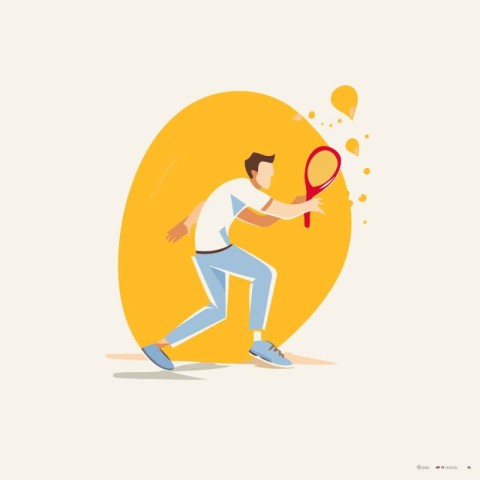 Tennis player vector illustration. Flat design of man playing te