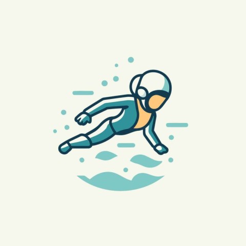 Diver vector illustration. linear style design. sport and diving