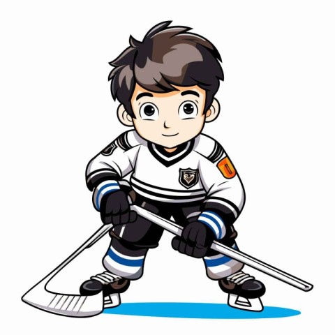 Hockey player. Vector illustration of a cartoon hockey player on