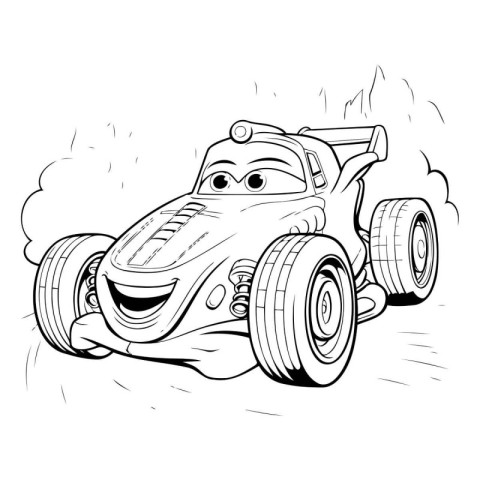 illustration of a sports car in the smoke on a white background