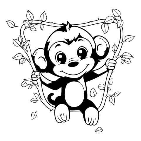 Monkey cartoon design. Animal zoo life nature and fauna theme Ve