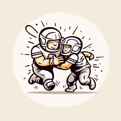 Astronaut fight. cartoon vector illustration. Graphic design ele