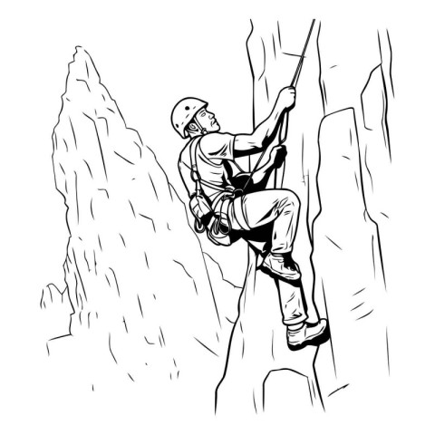 Climber on a cliff. Vector illustration of a man climbing