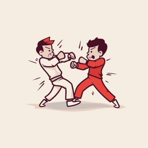 Vector illustration of a pair of karate fighters in action. cart