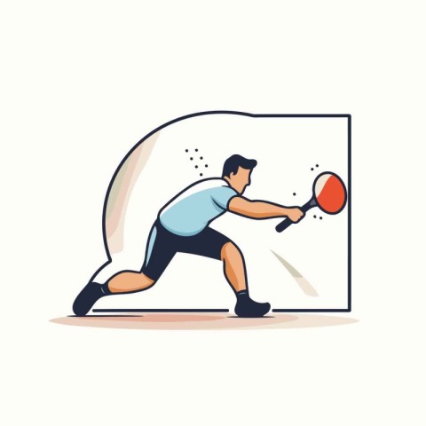 Table tennis player in action. vector illustration. Flat style d