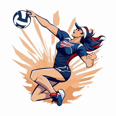 Volleyball player woman vector illustration. Female volleyball p