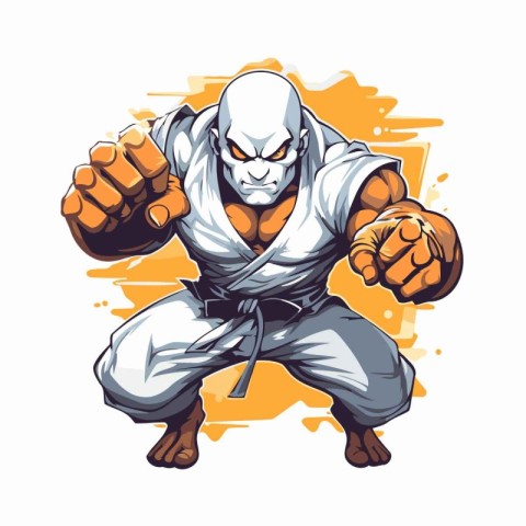 Kung fu fighter. Vector illustration isolated on a white backgro