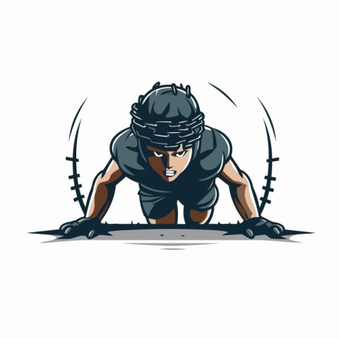 Illustration of a rugby player kneeling on the ground ready to t