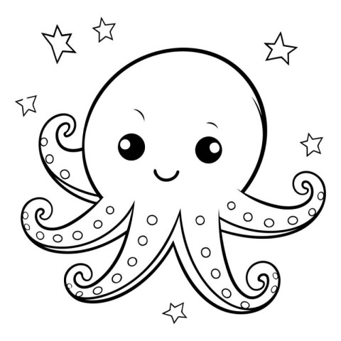 cute octopus sea animal kawaii character vector illustration des