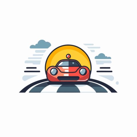 Car on the road. Vector illustration in flat design style. Isola