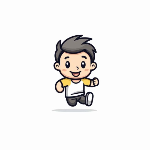 Cute Boy Running Cartoon Mascot Character Vector Design Illustra