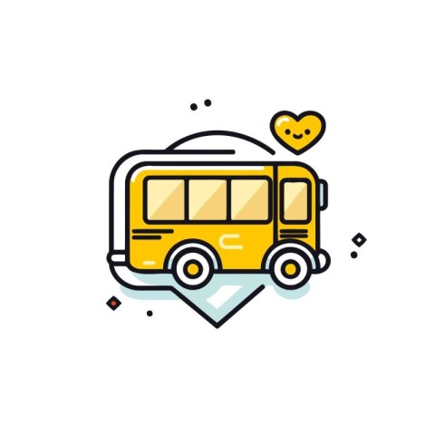 School bus line icon. Vector illustration. flat design. Editable