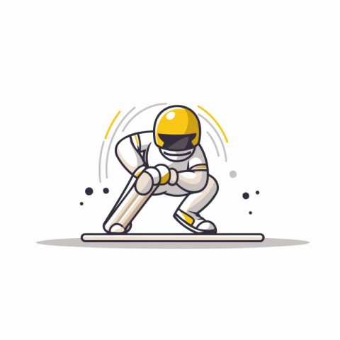 Cricket player in action. Flat style vector illustration on whit