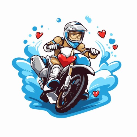 illustration of a motorcyclist riding a motorbike with a heart