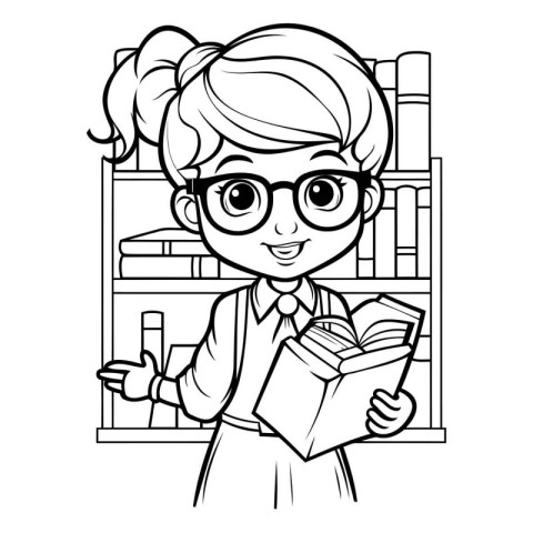 Girl with book design. School education learning knowledge study