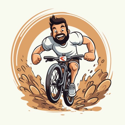 Cyclist riding a bicycle. vector illustration on a white backgro