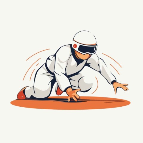 Vector illustration of a karate fighter in action. isolated on w