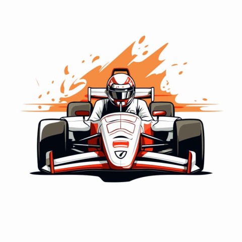 Racing car driver on track. Vector illustration for your design.