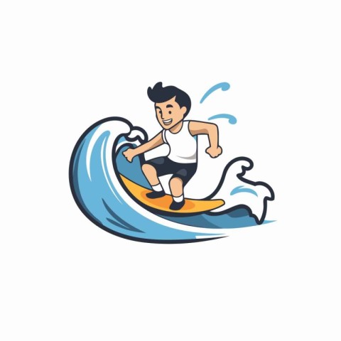 Surfer icon. Vector illustration of a man surfing on a wave.