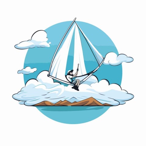 Windsurfing design over white background. vector illustration ep