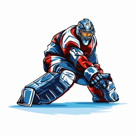 Ice hockey player with the ball. Vector illustration in cartoon