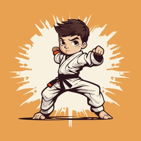 Karate boy vector illustration. Cartoon karate boy. Martial arts