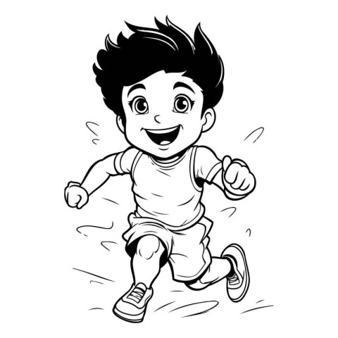 Cartoon running boy. Vector illustration of a little boy running