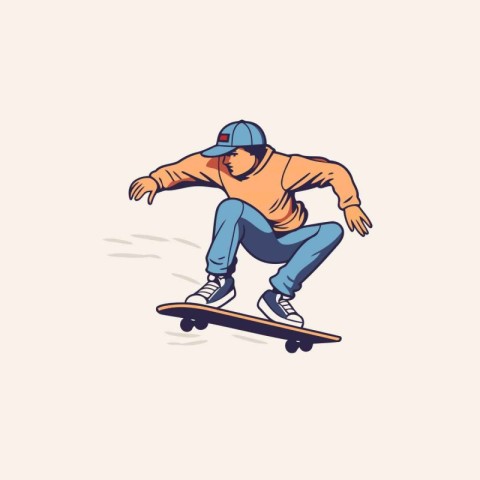 Skateboarder in action. vector illustration. Skateboarder rides