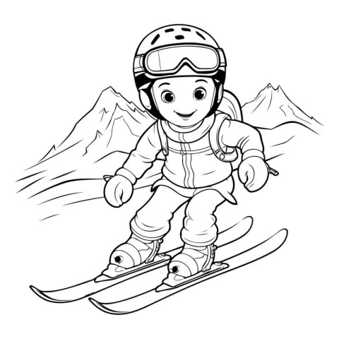 Snowboarder. Vector illustration. Coloring book for children.