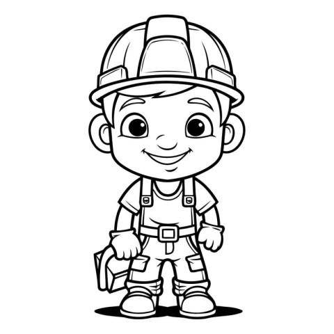 Illustration of a Cute Little Fireman - Coloring Book