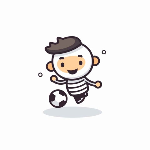 Cute Soccer Player Cartoon Mascot Character Design Vector Illust