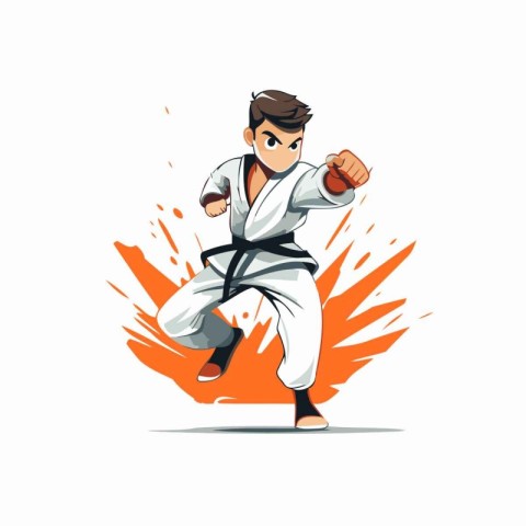 Taekwondo man in kimono. Vector illustration.