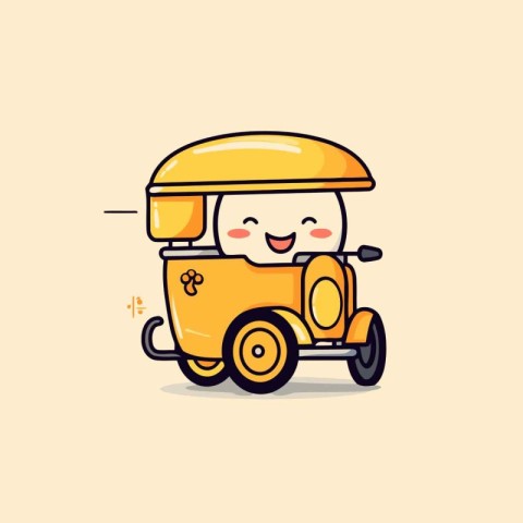 Cute Tuk Tuk. Vector illustration. Cute cartoon character.