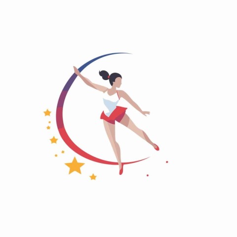 Girl gymnast on a white background. Vector illustration in flat