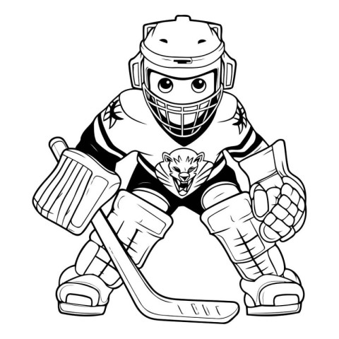 Hockey Player Mascot. Vector illustration ready for vinyl cuttin