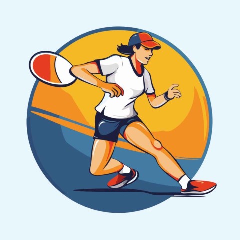 Illustration of a volleyball player running set inside circle do