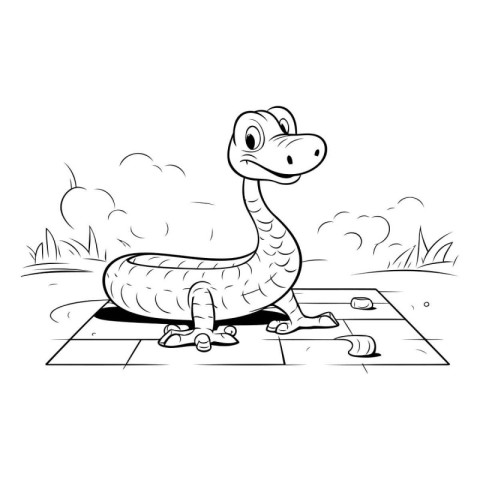 Coloring book for children. Cartoon crocodile. Vector illustrati