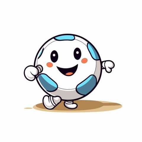 Soccer ball cartoon character on a white background. Vector illu