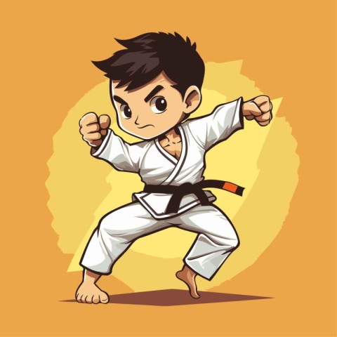 Taekwondo boy. Vector illustration of a karate boy.