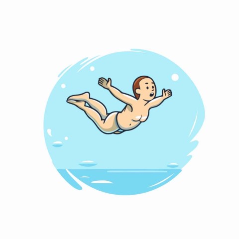 Swimmer in the pool. Flat style vector illustration on white bac