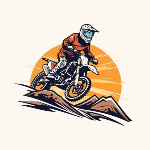 Motocross rider on the motocross track. Vector illustration.