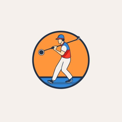 Golfer icon. Vector illustration of golfer playing golf.