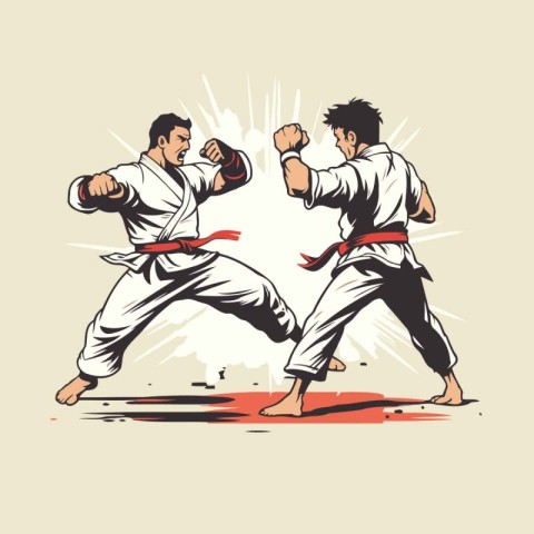 Taekwondo. karateial arts vector illustration.