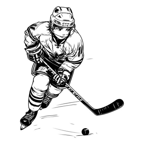 Hockey player in action. Vector illustration of a hockey player.