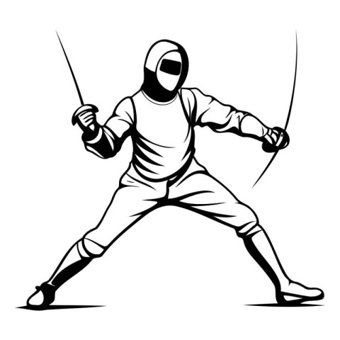 Fencing. Vector illustration of a man in fencing costume with a