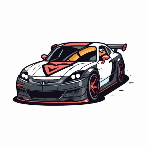 Racing sport car. Vector illustration in cartoon style isolated