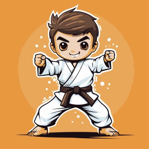 Karate boy cartoon. Vector illustration of a karate boy.