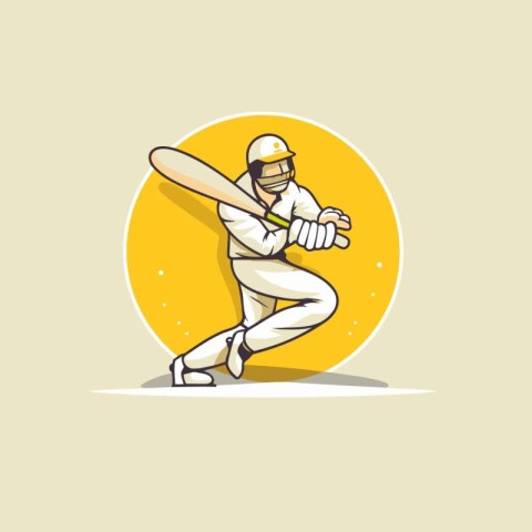 Cricket player hitting the ball with a bat vector illustration.